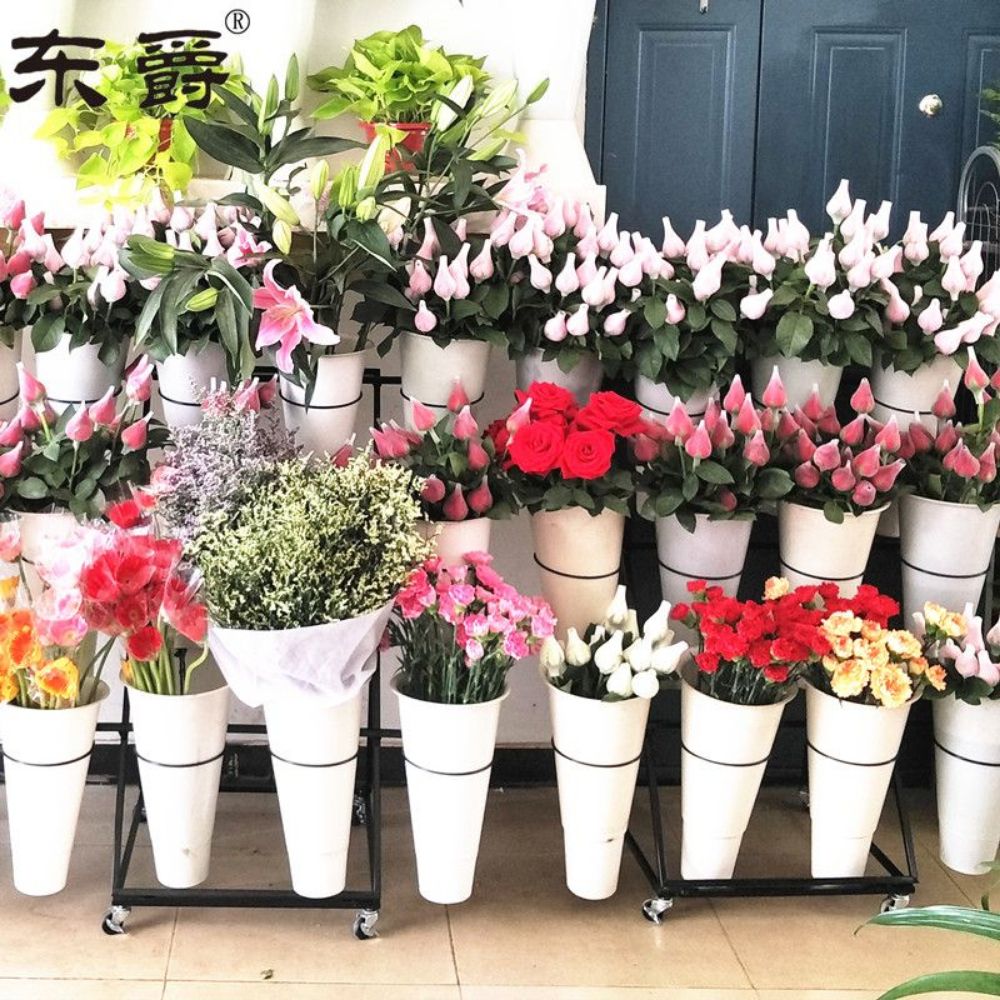 꽃다발 진열대 가게 거치대 일반 계단형 꽃집 꽃 선반 집 1층 3층 배럴X 블랙 선반 - 상품 이미지