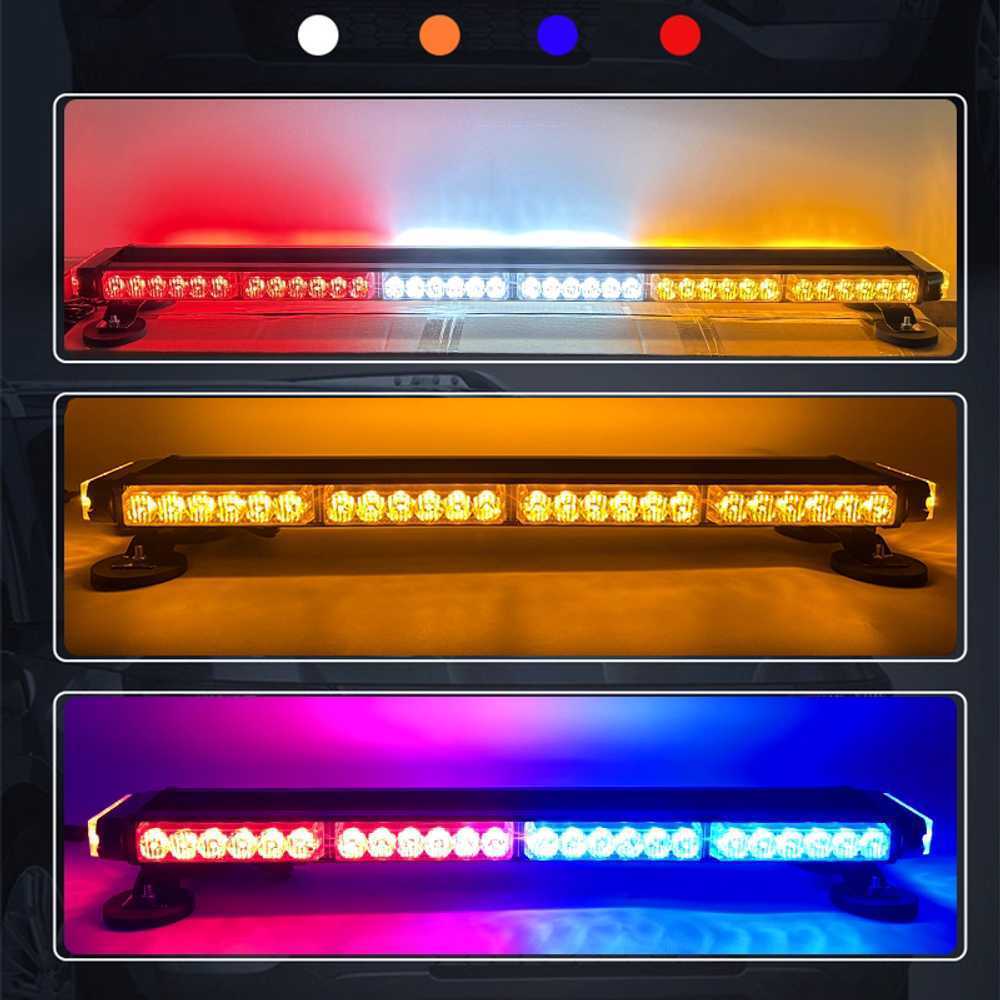 LED 경광등 차량 비상용 충전식 자석 거치 라이트 스위치 6셀 + 레드/블루 96cm - 상세 이미지 4