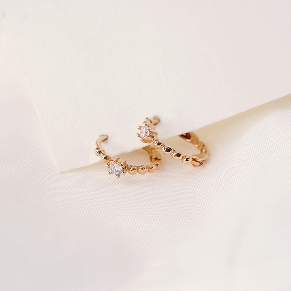 14K 18K 큐빅 골드볼 원터치 링 귀걸이 - 데일리 포인트 금볼 선물 - 상세 이미지 4