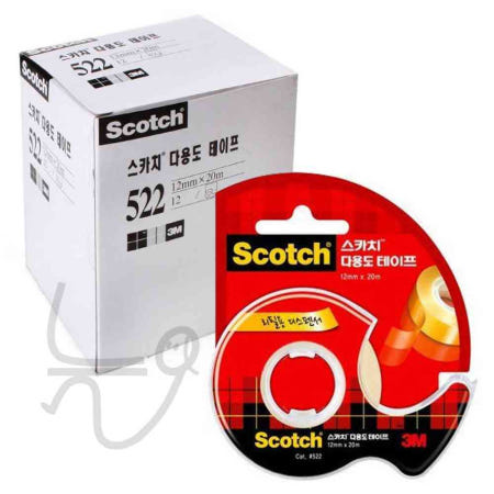 늘ways 테이프 디스펜서 522 12mm x 20m 12개입 1박스 문구테이프