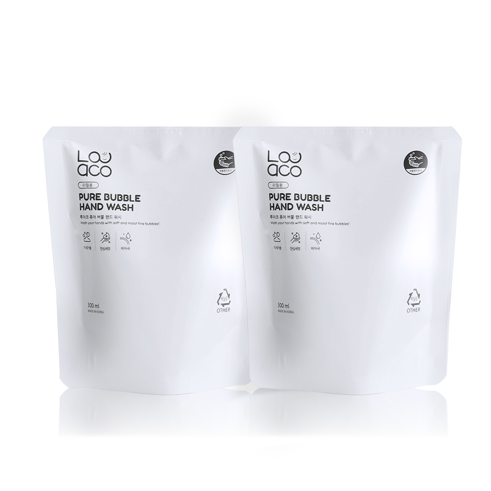 루아코 퓨어버블 거품형 핸드워시 무향 아기 손세정제 리필 300ml, 2개 - 메인 이미지