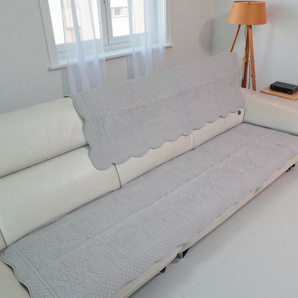 홈집합 순면 퀼팅 쇼파패드 논슬립 거실용 사계절 패브릭패드 라이트그레이, 4인용