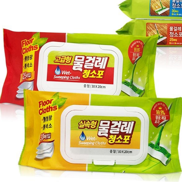 일회용 물걸레 청소포 습식 물티슈 바닥 청소 용품 캡형 - 상품 이미지