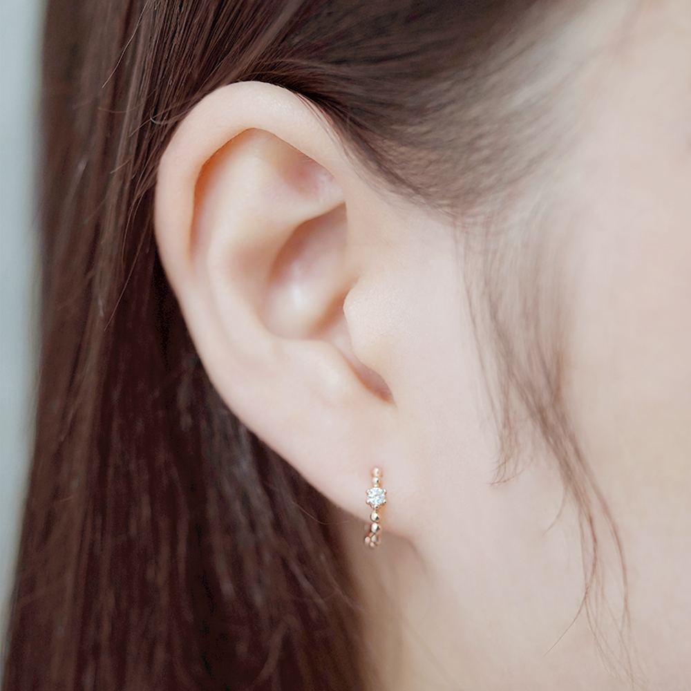 14K 18K 큐빅 골드볼 원터치 링 귀걸이 - 데일리 포인트 금볼 선물 이미지 7