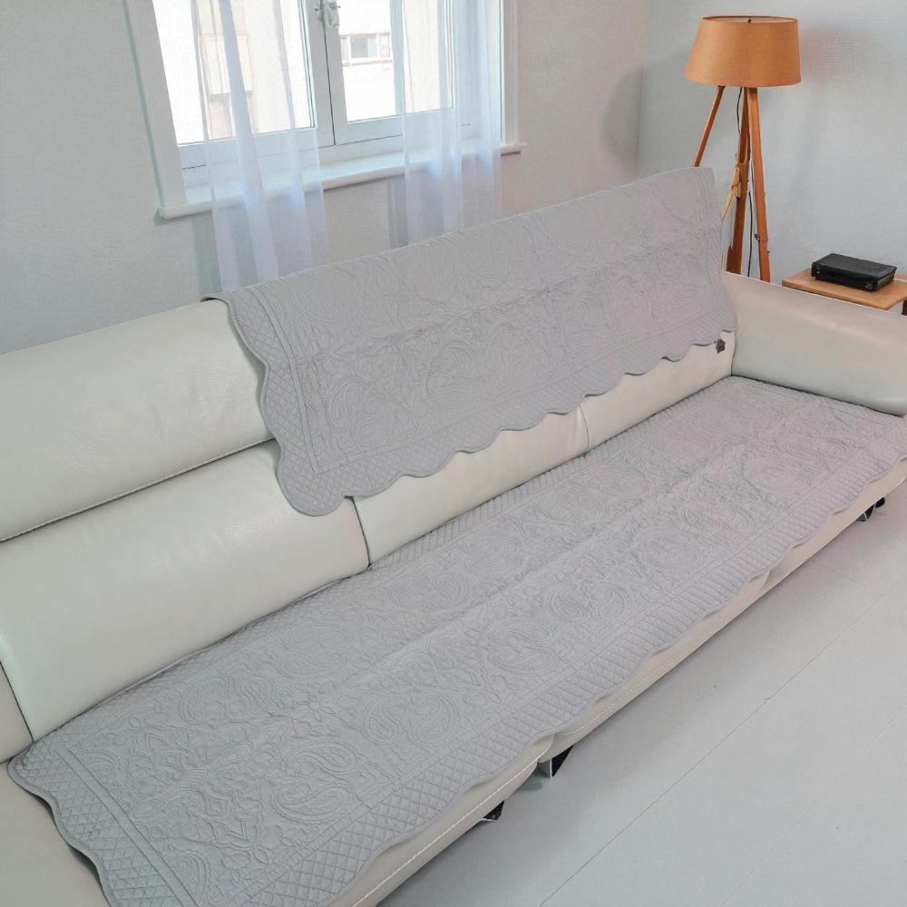 홈집합 순면 퀼팅 쇼파패드 논슬립 거실용 사계절 패브릭패드 라이트그레이, 4인용