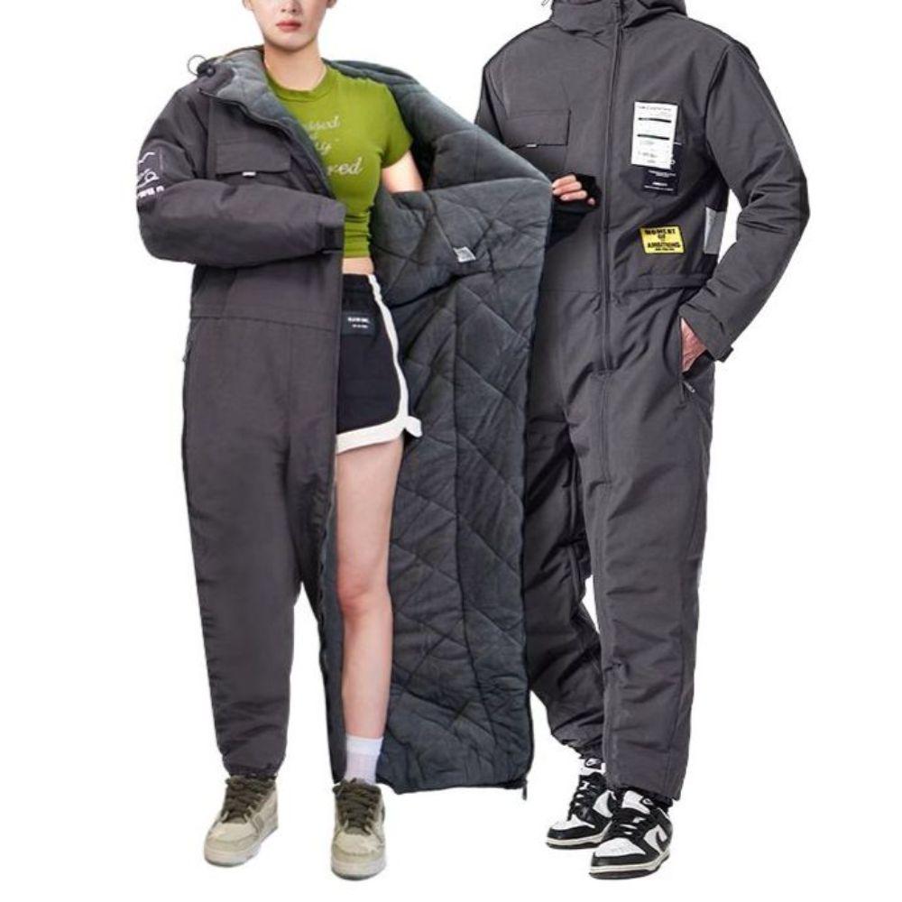 겨울 작업복 기모 배달 일체형 방한복 동계 정비복 블랙 기모 후면 지퍼 L - 상품 이미지