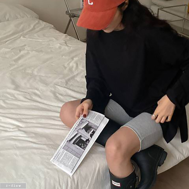 소타 바이오 워싱 루즈핏 긴팔 티셔츠 2col 가을 겨울 이너 하프 코튼 라운드 제이플로우 - 상세 이미지 5