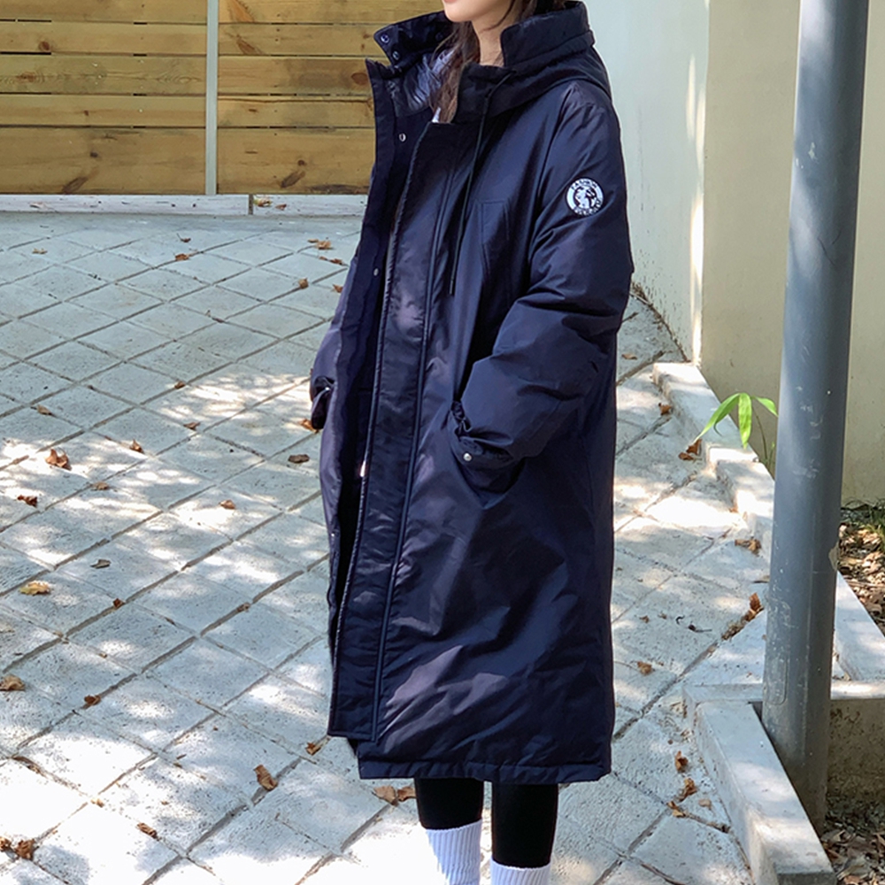 올겨울 패딩 여성 롱 야상 후드 하이넥 점퍼 연말룩 네이비, FREE(One size) - 상세 이미지 3