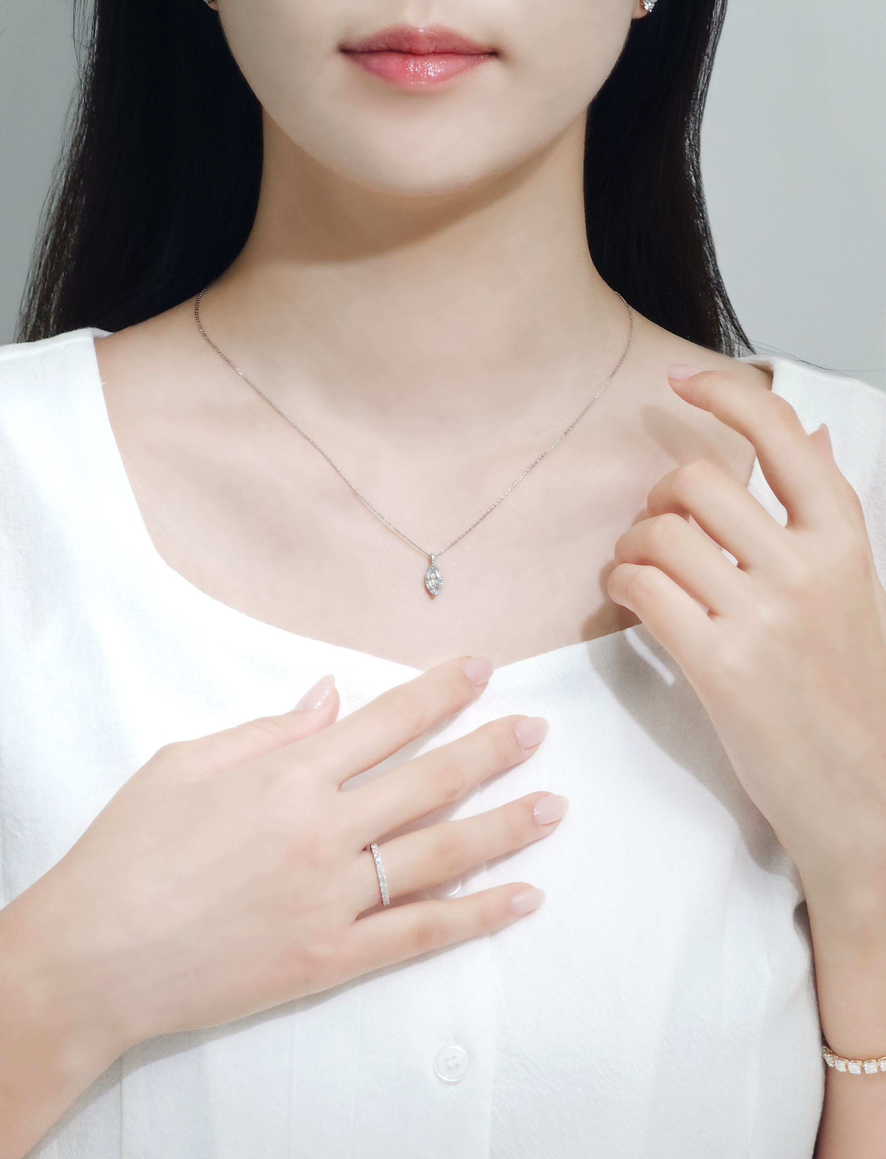 마퀴즈컷 랩다이아 펜던트 목걸이 IGI 랩다이아몬드 14k 18k - 상세 이미지 4