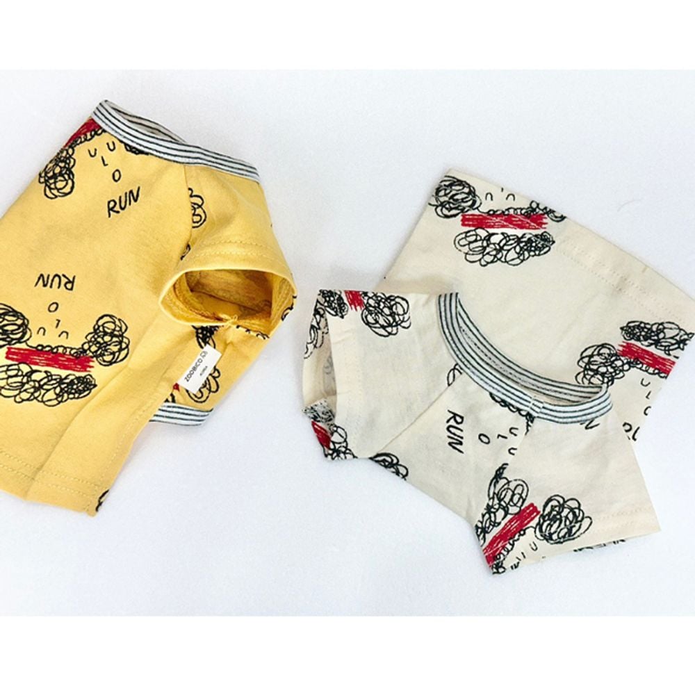 강아지 베이직 반팔 크롭 티셔츠 2XL 1P 간절기 실내 아이보리 - 메인 이미지