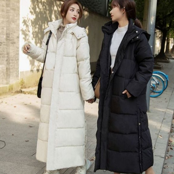 두꺼운 여성 롱 패딩 데일리 여자 롱 패딩 방한 후드 - 상품 이미지