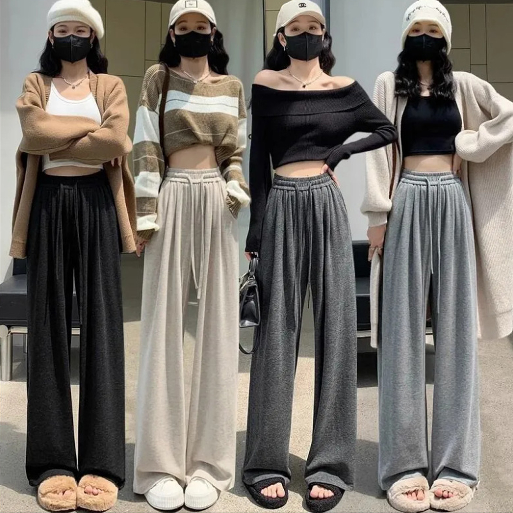 챔버 소프트 겉기모 허리밴딩 와이드 바지 통바지 피치 홈웨어 - 메인 이미지