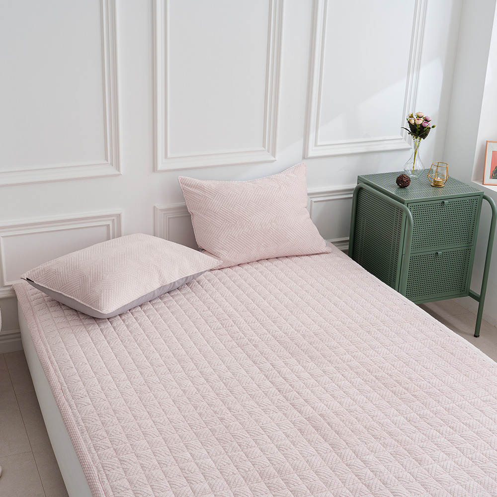 극세사패드 쿠에뜨 겨울 엘르 5mm 번아웃 헤링본 논슬립 고정밴드 SS 침대패드