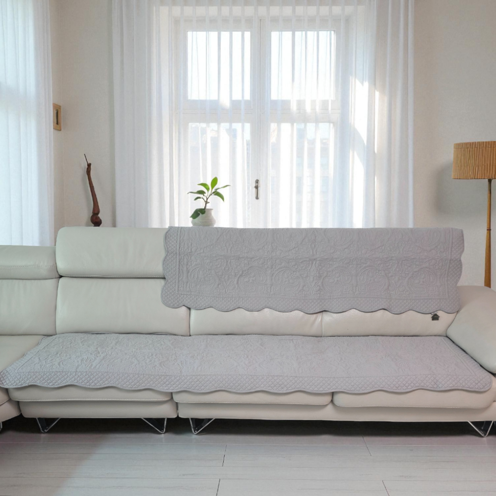 홈집합 순면 퀼팅 쇼파패드 논슬립 거실용 사계절 패브릭패드 라이트그레이, 4인용