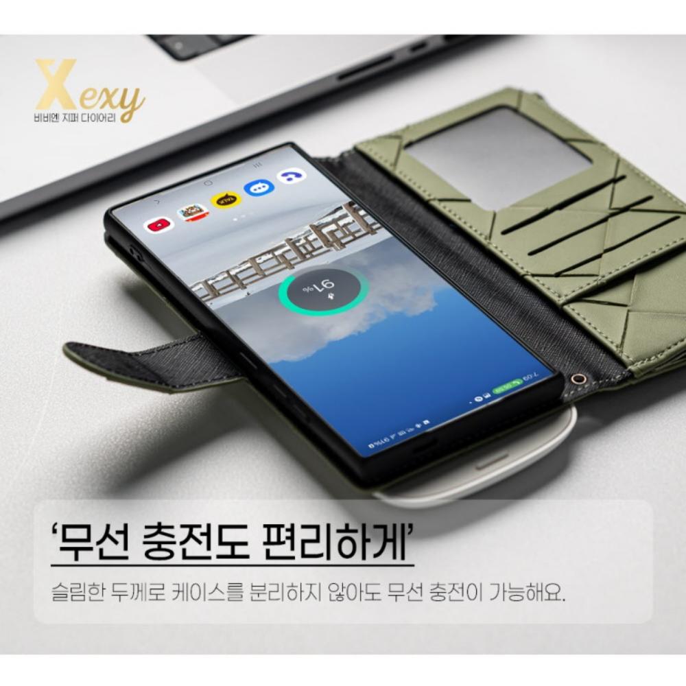 비엔 지퍼형 카드 지갑 다이어리 케이스 카키, 갤럭시 점프2 이미지 6