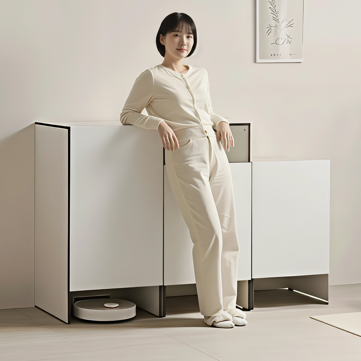 로봇 청소기 수납장 로청 미드센츄리 로보락 수납장 무선 청소기장