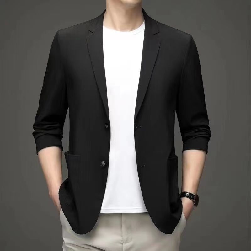 남자 얼음 실크 정장 캐주얼 자켓 구김없는 가볍고 라이트 그레이 2309 M - 상세 이미지 3