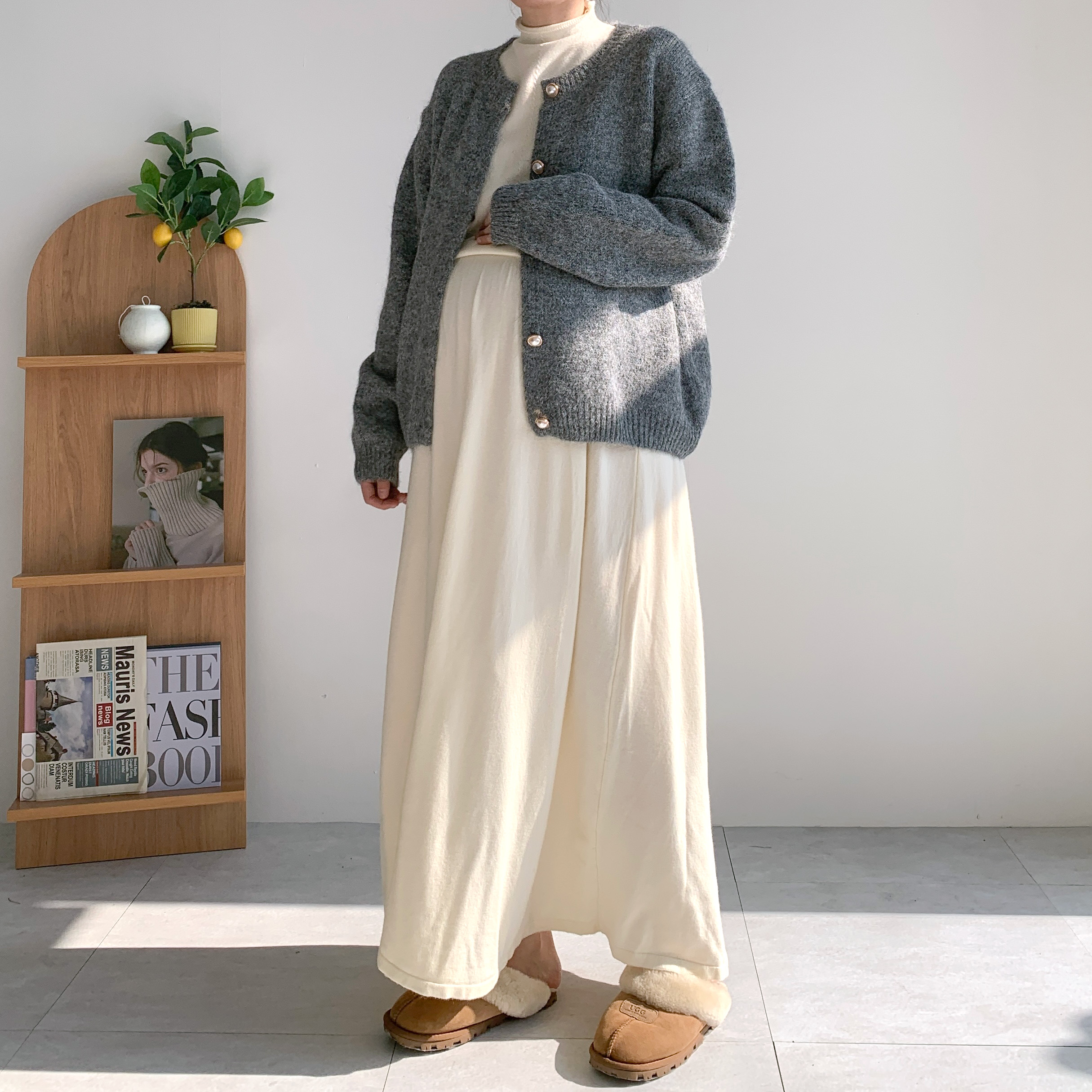 진주가디건 빅사이즈 울가디건 임산부가디건 - 상품 이미지