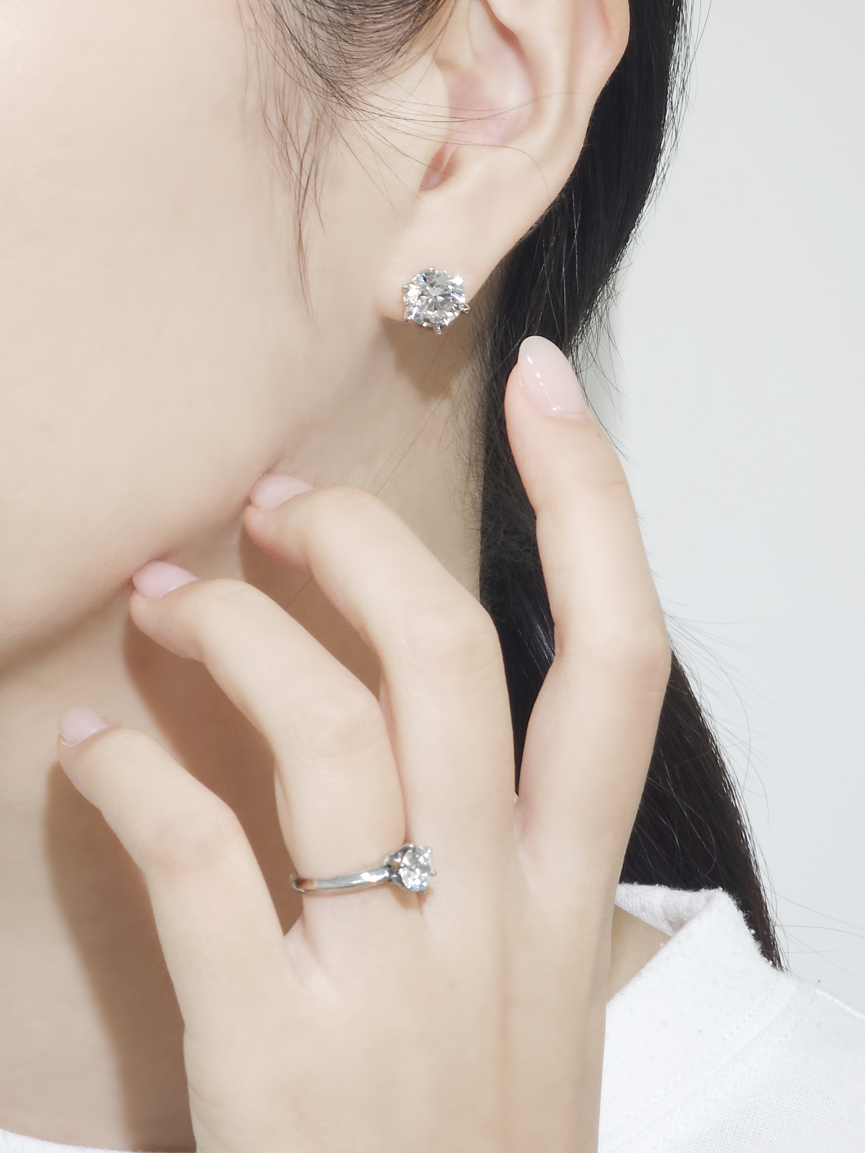 3캐럿 랩다이아 귀걸이 침귀걸이 6프롱 IGI 랩다이아몬드 D컬러 14k 18k 이미지 6