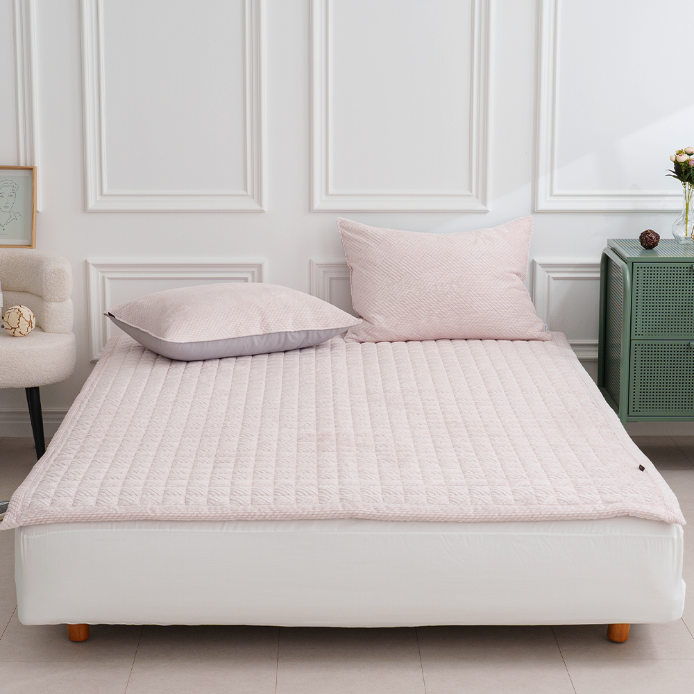 극세사패드 쿠에뜨 겨울 엘르 5mm 번아웃 헤링본 논슬립 고정밴드 SS 침대패드