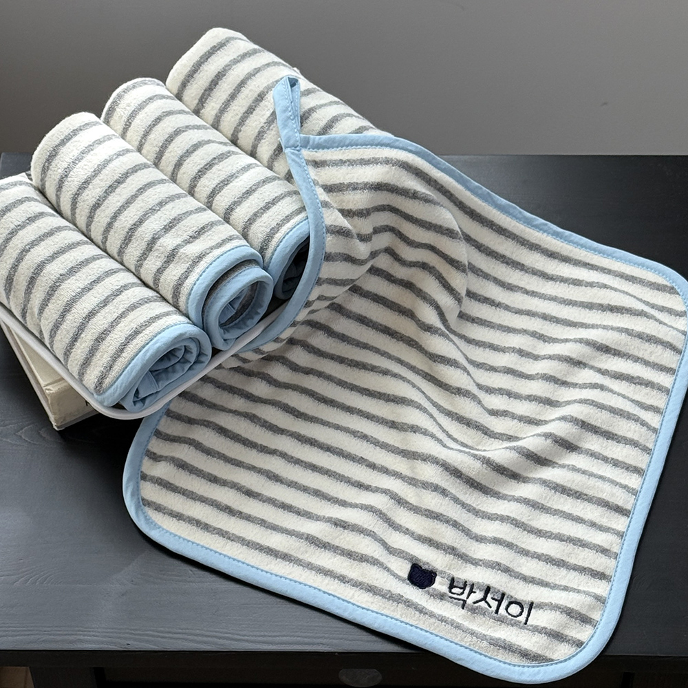 올포홈 어린이집수건 고리 손수건 유치원 준비물 이름자수 그레이 스트라이프 5장세트