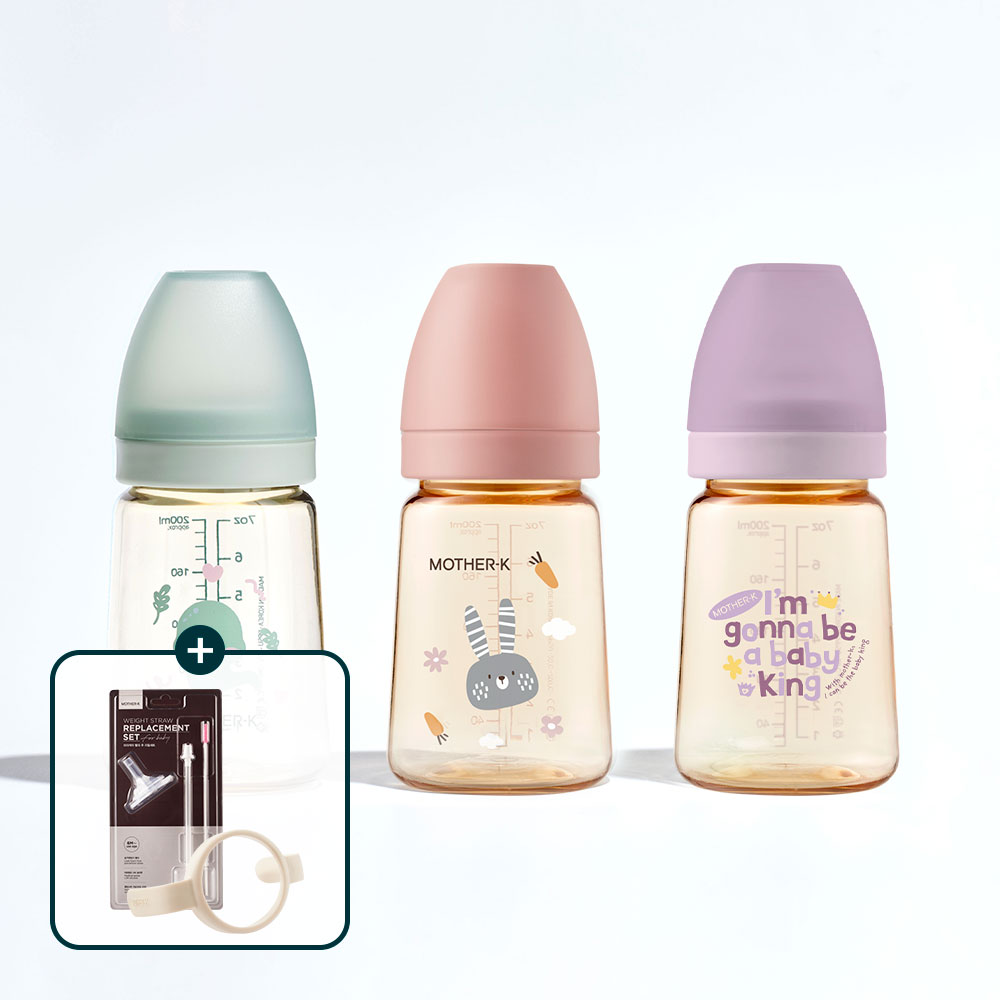 [단계업 패키지 GIFT] 마더케이 PPSU 신생아 배앓이 베이직 젖병 180ML 트리플팩 총3개 - 상품 이미지