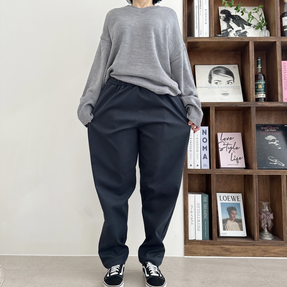 빅사이즈 겨울 기모 본딩 스판 바지 허리밴드 세미 배기 팬츠 국내 제작 XL 2XL 3XL - 상세 이미지 3