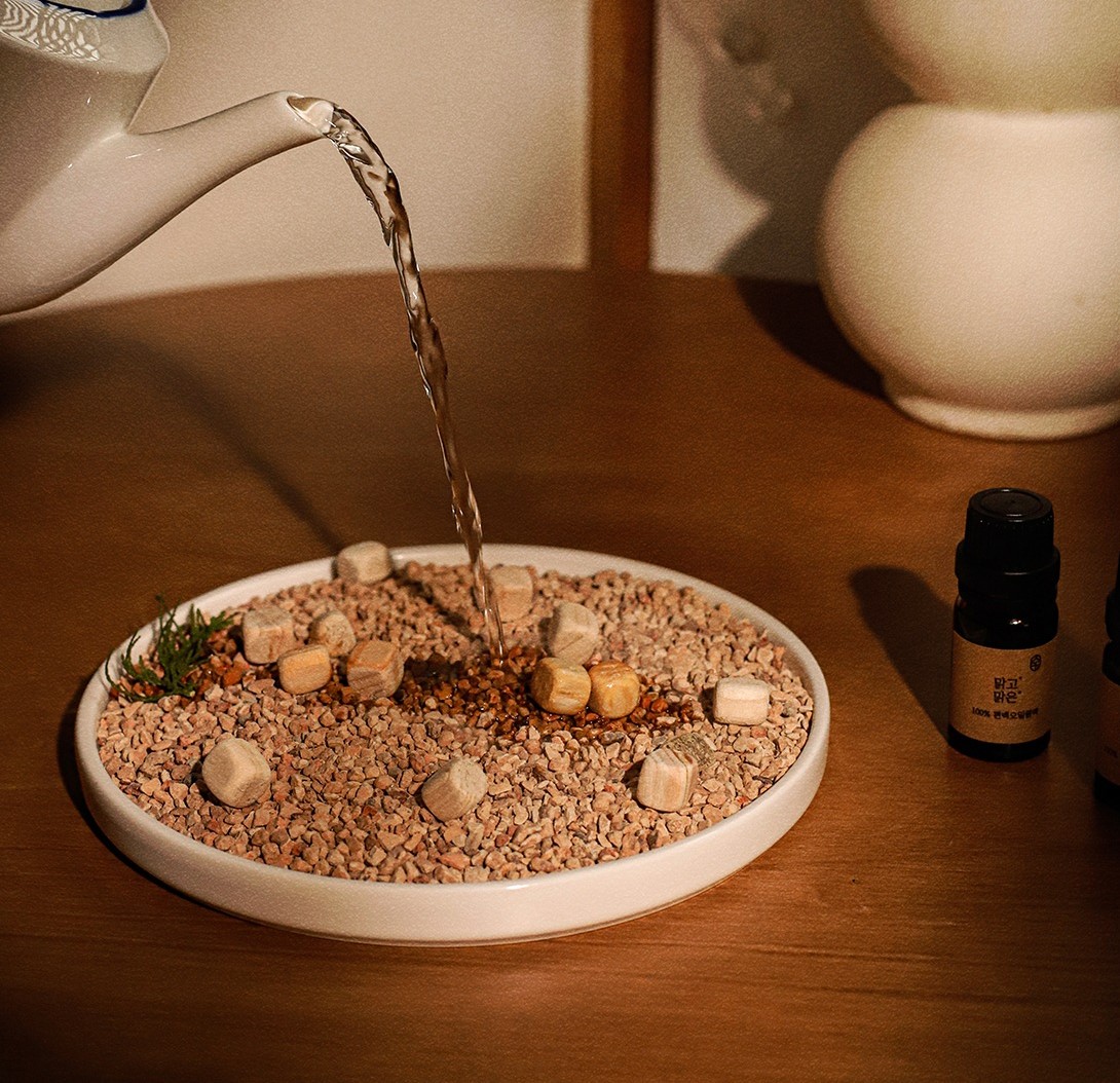 국내산100% 반영구 천연 가습기 자연가습기 자연기화식 화산석 부직포 화산 가습제 정화석1kg+용기3개