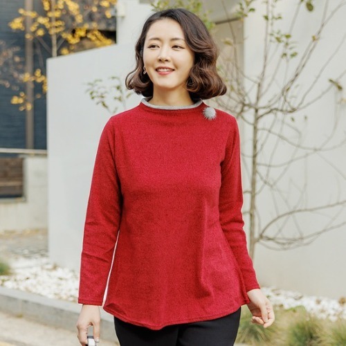 엄마옷 조이마담 T50752 브로치세트 기모 티셔츠 중년여성의류 - 메인 이미지