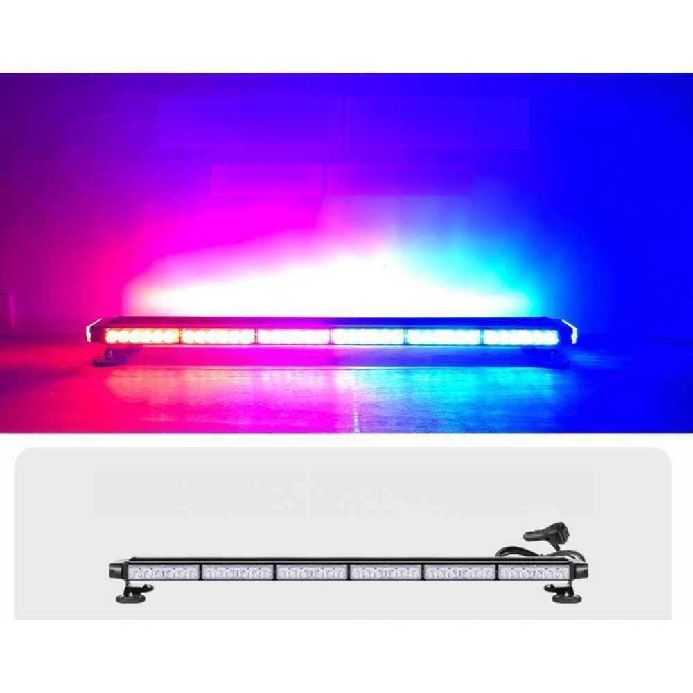 LED 경광등 차량 비상용 충전식 자석 거치 라이트 스위치 6셀 + 레드/블루 96cm - 상품 이미지