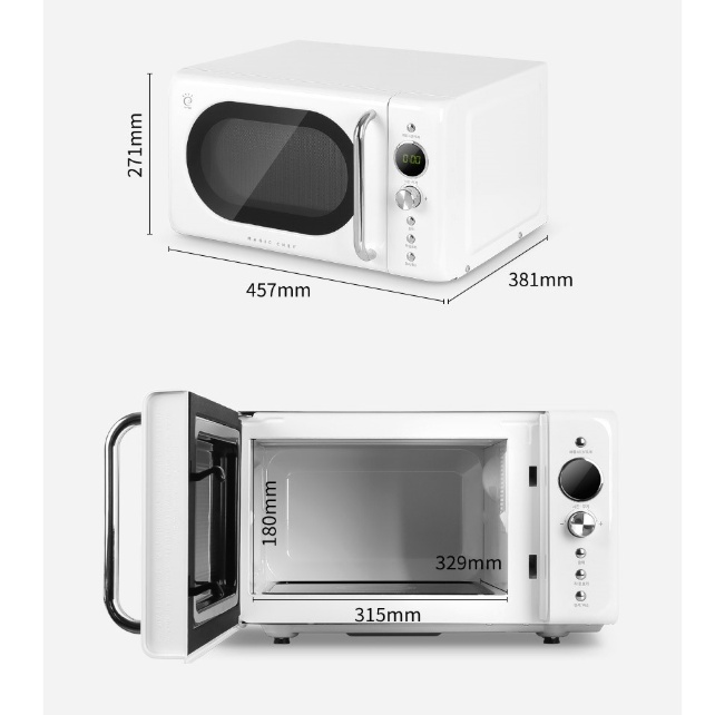 가정용 플랫타입 전자레인지 20L 레트로 디자인 무회전 전자레인지