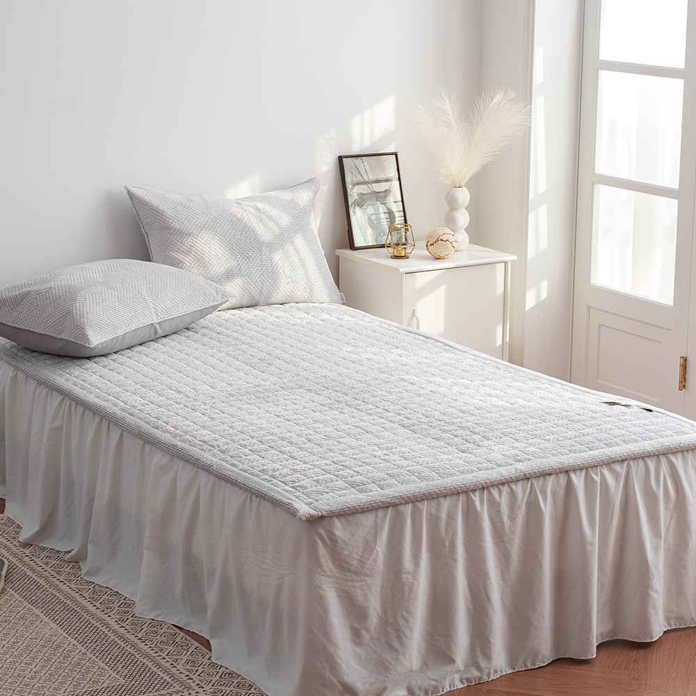 극세사패드 쿠에뜨 겨울 엘르 5mm 번아웃 헤링본 논슬립 고정밴드 SS 침대패드