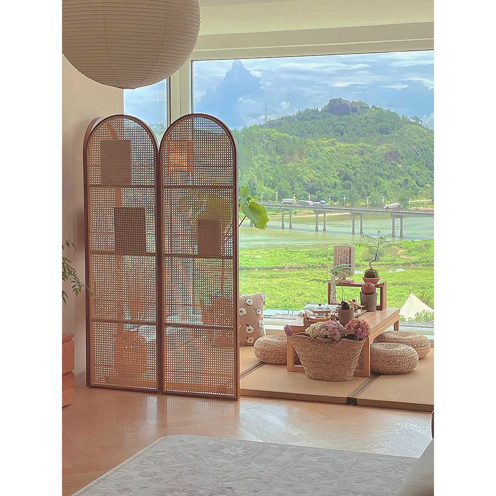 등나무 파티션 아치형 접이식 자연소재 공간 칸막이 월넛 + 150x171cm - 상세 이미지 3