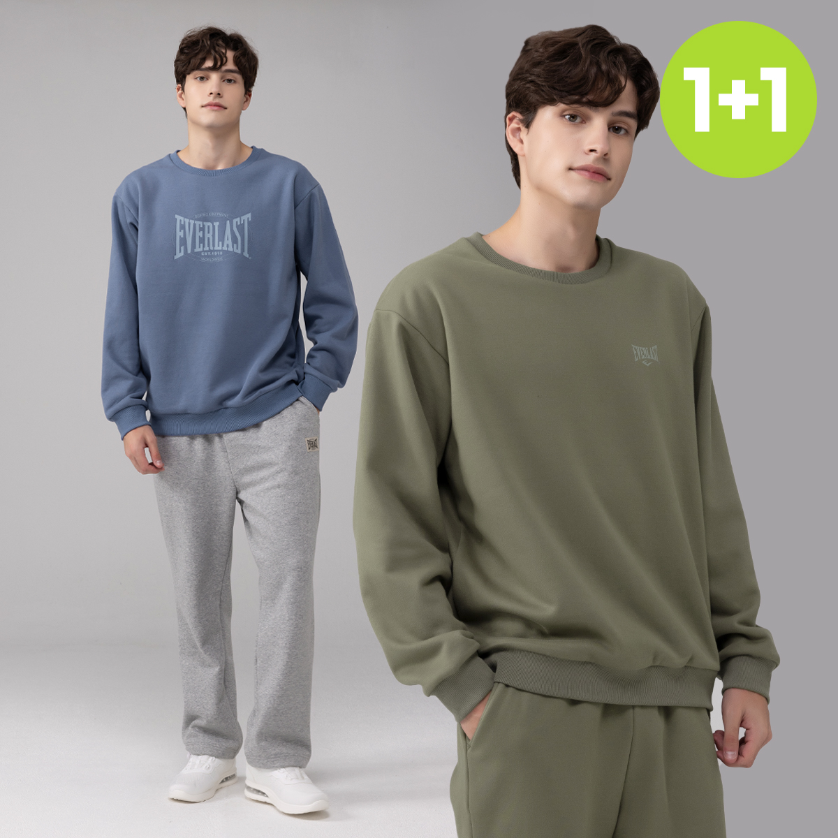 에버라스트 남자 기모 짐웨어 헬스복 맨투맨+일자팬츠 - 상품 이미지