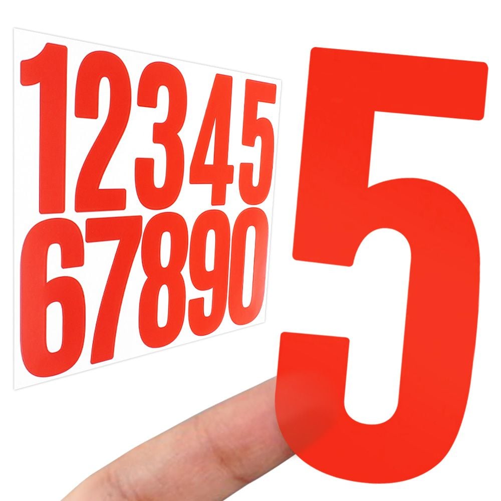 숫자 스티커 0-9 레드 높이 7.6cm 번호 넘버링 라벨 - 상품 이미지