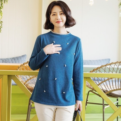 엄마옷 조이마담 T51576 스노우 진주 티셔츠 중년여성의류 - 메인 이미지