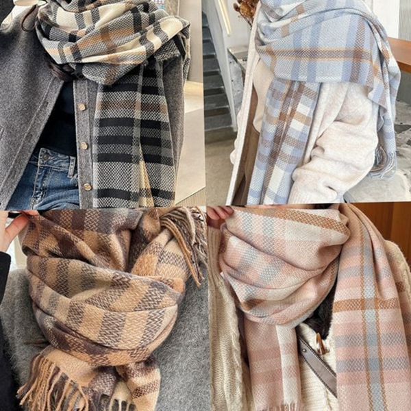 방한 체크 캐시미어 머플러 목도리 겨울 캐시미어 머플러 여성용 겨울용