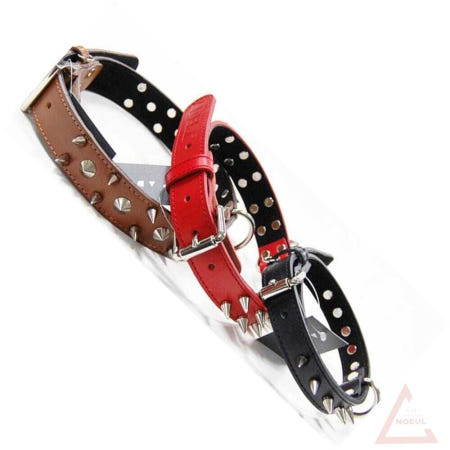 [건강하니팜OEM]별추샤인 아델라 대형견용 징가죽 목줄 35㎜ 브라운 대형견목줄 개줄