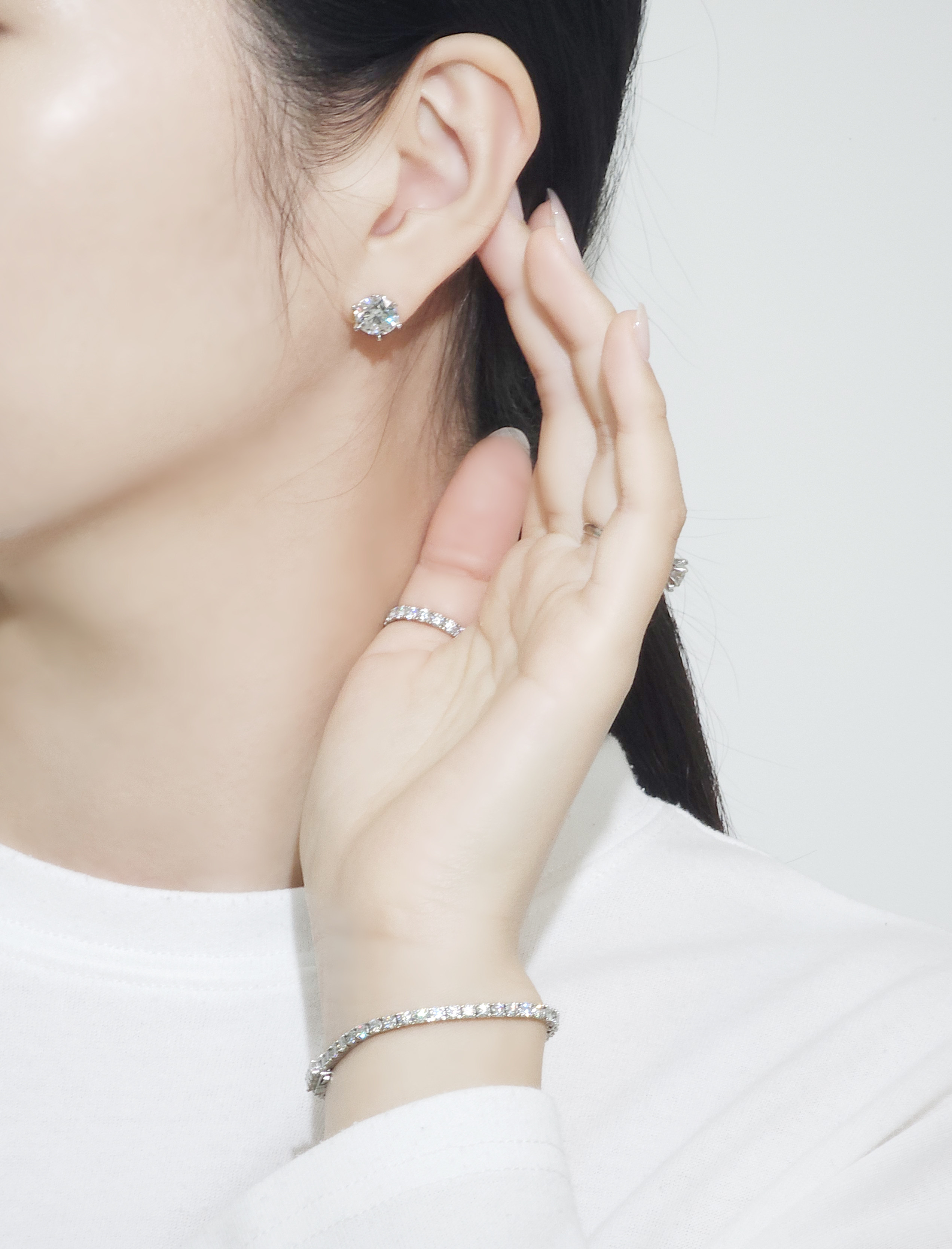 3캐럿 랩다이아 귀걸이 침귀걸이 6프롱 IGI 랩다이아몬드 D컬러 14k 18k 이미지 7