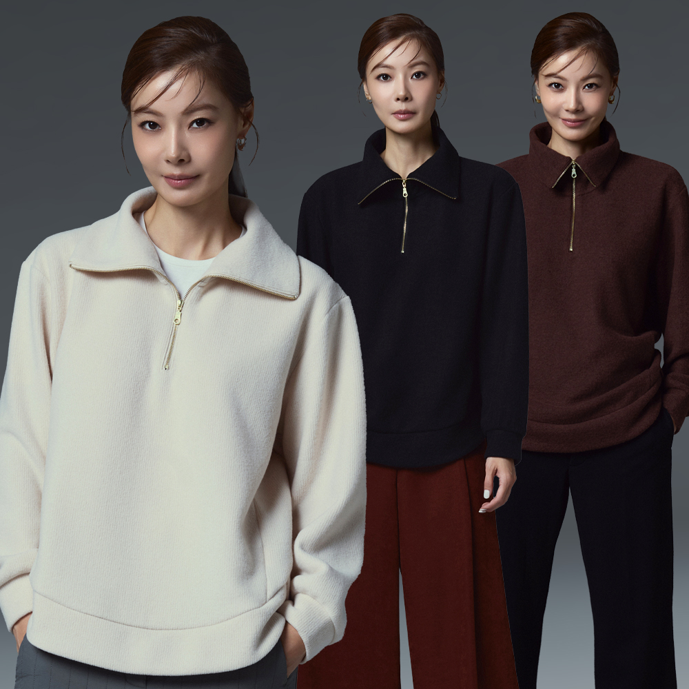 메시제이 포근 집업 니트 기모 블라우스 3종 겨울 가을 빅사이즈 여성 엄마등원룩 루즈핏 고급 예쁜 긴팔 제품 이미지