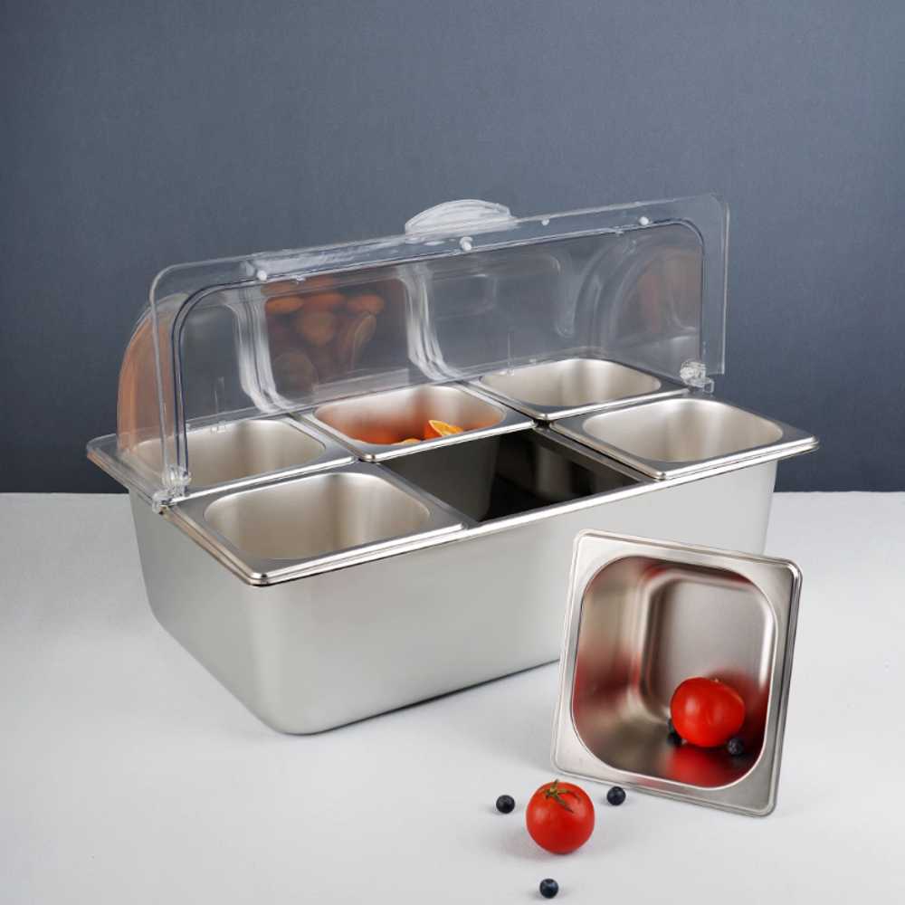 미니 반찬 냉장고 바트 식당 셀프바 토핑 선반 칸칸 6칸 - 상품 이미지