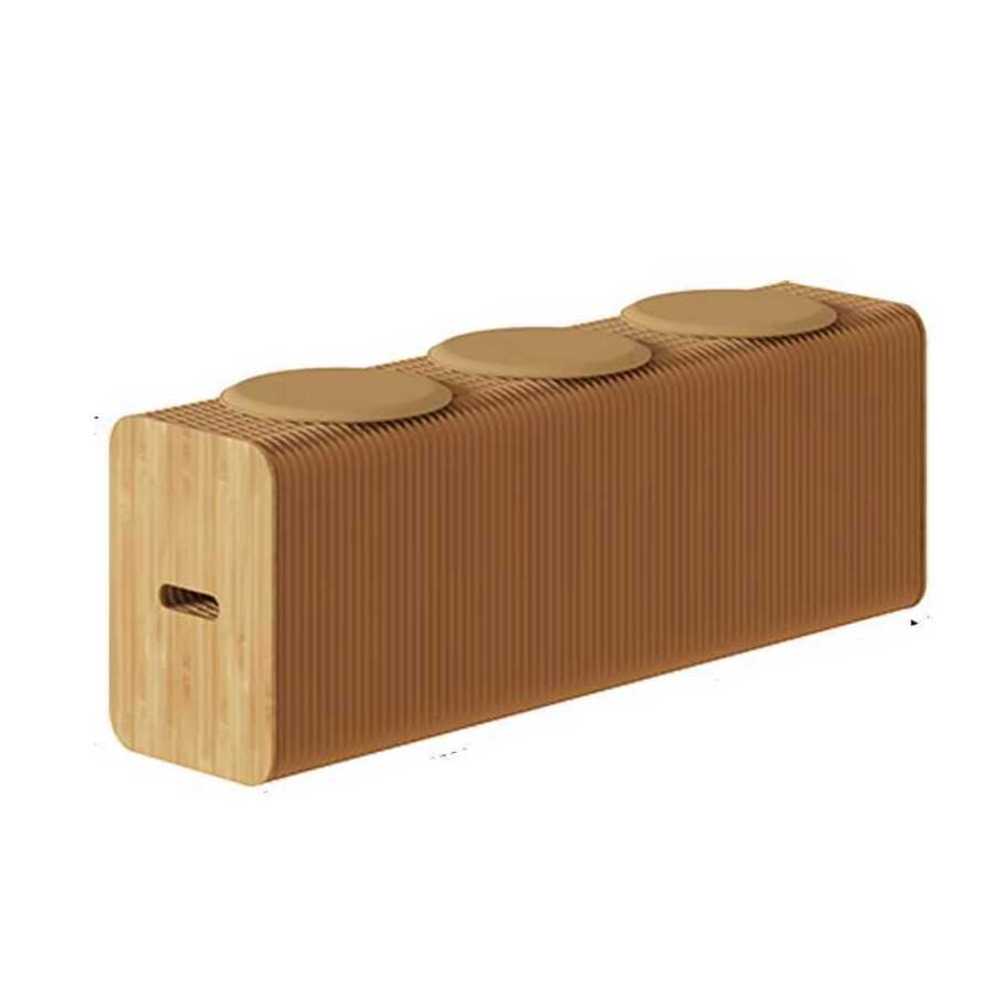 종이 의자 아코디언 디자인 접이식 스툴 공간 절약형 44cm 브라운 (3인용) - 상품 이미지
