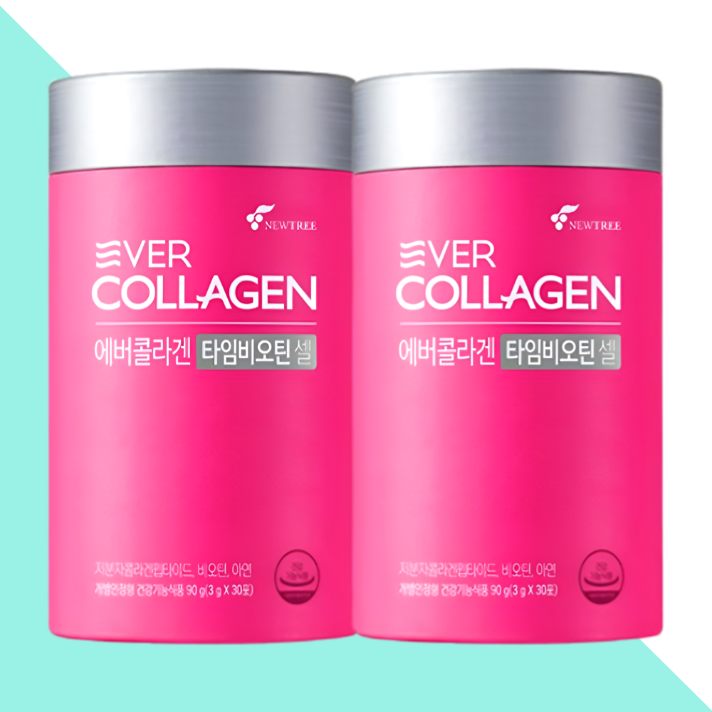 에버콜라겐 타임 비오틴업 저분자 콜라겐 30포X2통 - 상품 이미지
