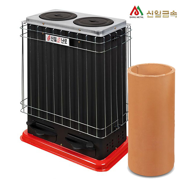 신일금속 연탄난로 2구 6탄 15형 SL-26 황토도가니