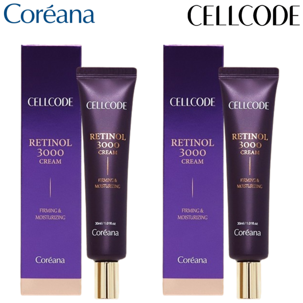 코리아나 셀코드 고함량 레티놀 3000 크림 30ml 2개 이마 눈가 팔자 목 주름 탄력 - 메인 이미지