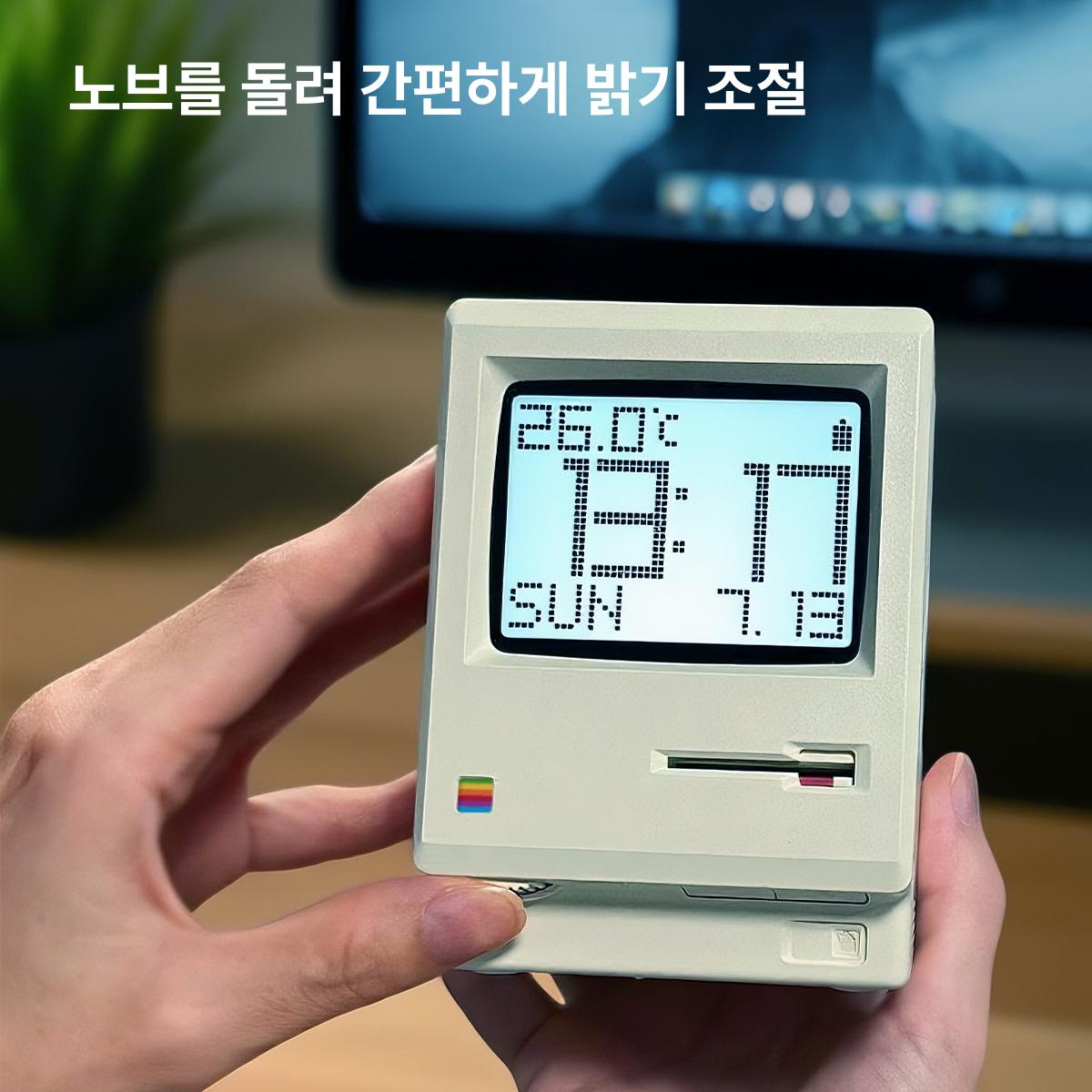 Maclock 레트로 디자인 탁상시계 미니멀 알람시계 맥클럭 - 상세 이미지 4