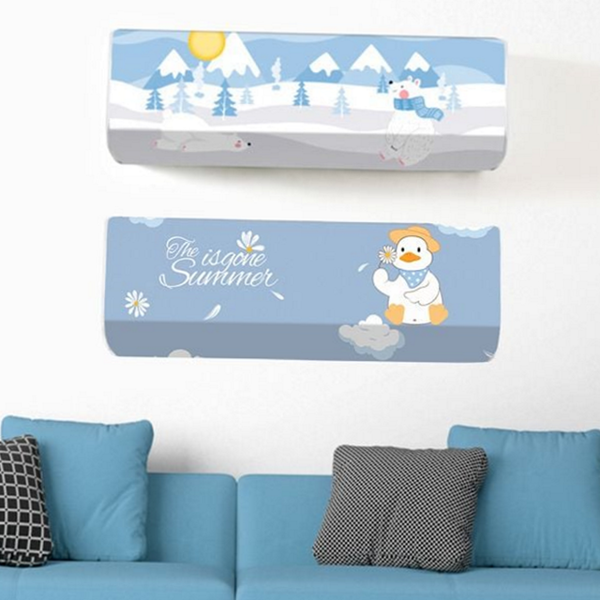 귀여운 벽걸이 에어컨 커버 캐릭터 무풍 에어컨 커버 패브릭 세탁