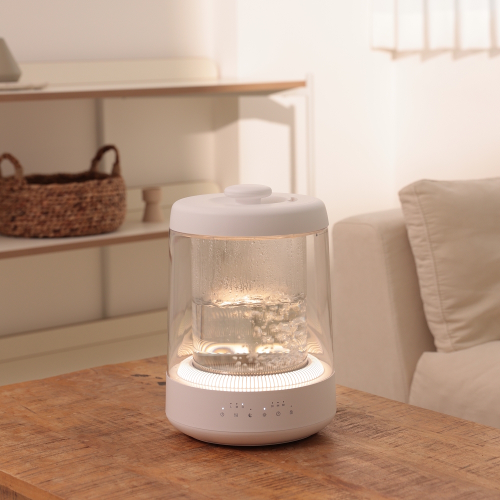 유리 가열식 가습기 물멍 스팀 온열 아기 신생아 가습기
