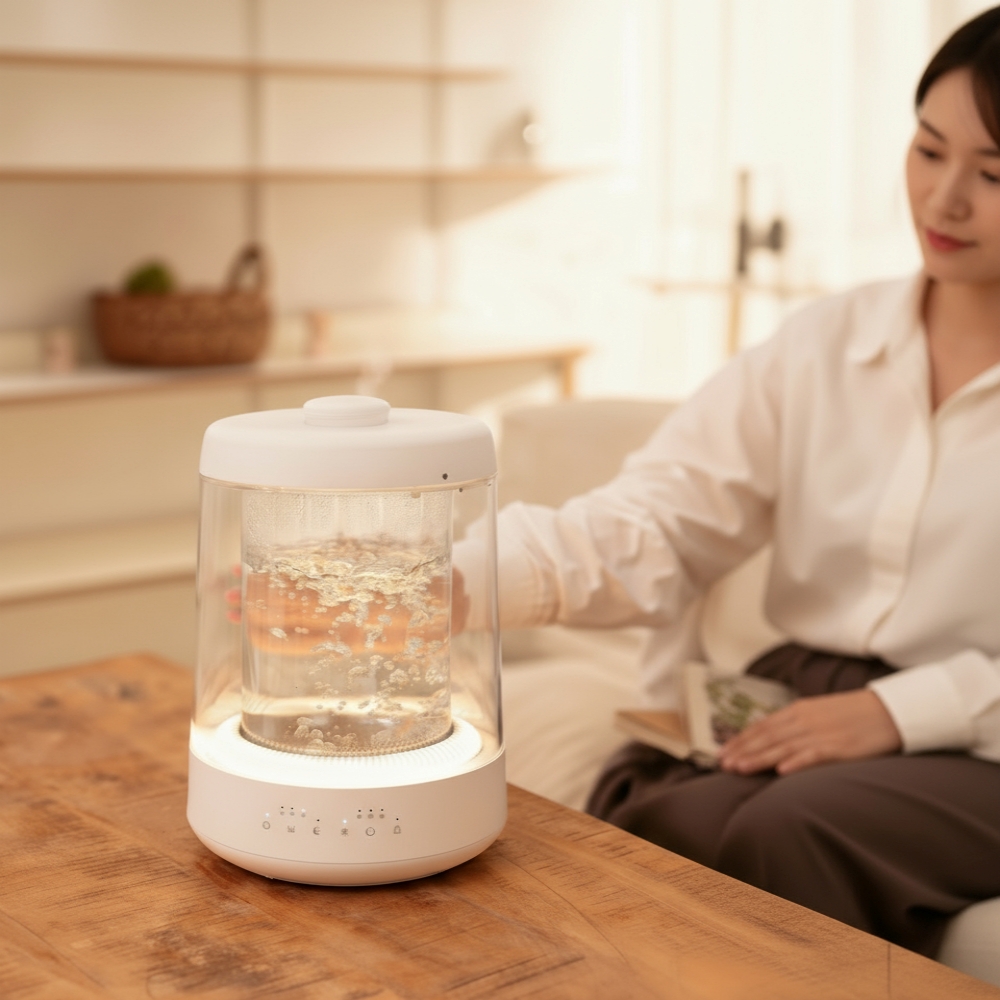 유리 가열식 가습기 물멍 스팀 온열 아기 신생아 가습기