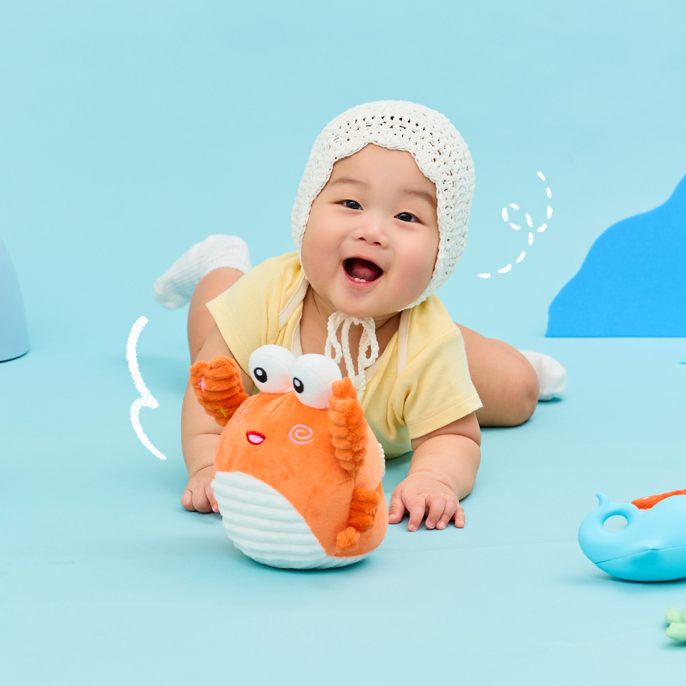 아기 배밀이 장난감 추천 아이블린 쩜플 터미타임 통통크랩 사용법